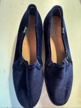 Keds Navy Velvet Slip-On Flats